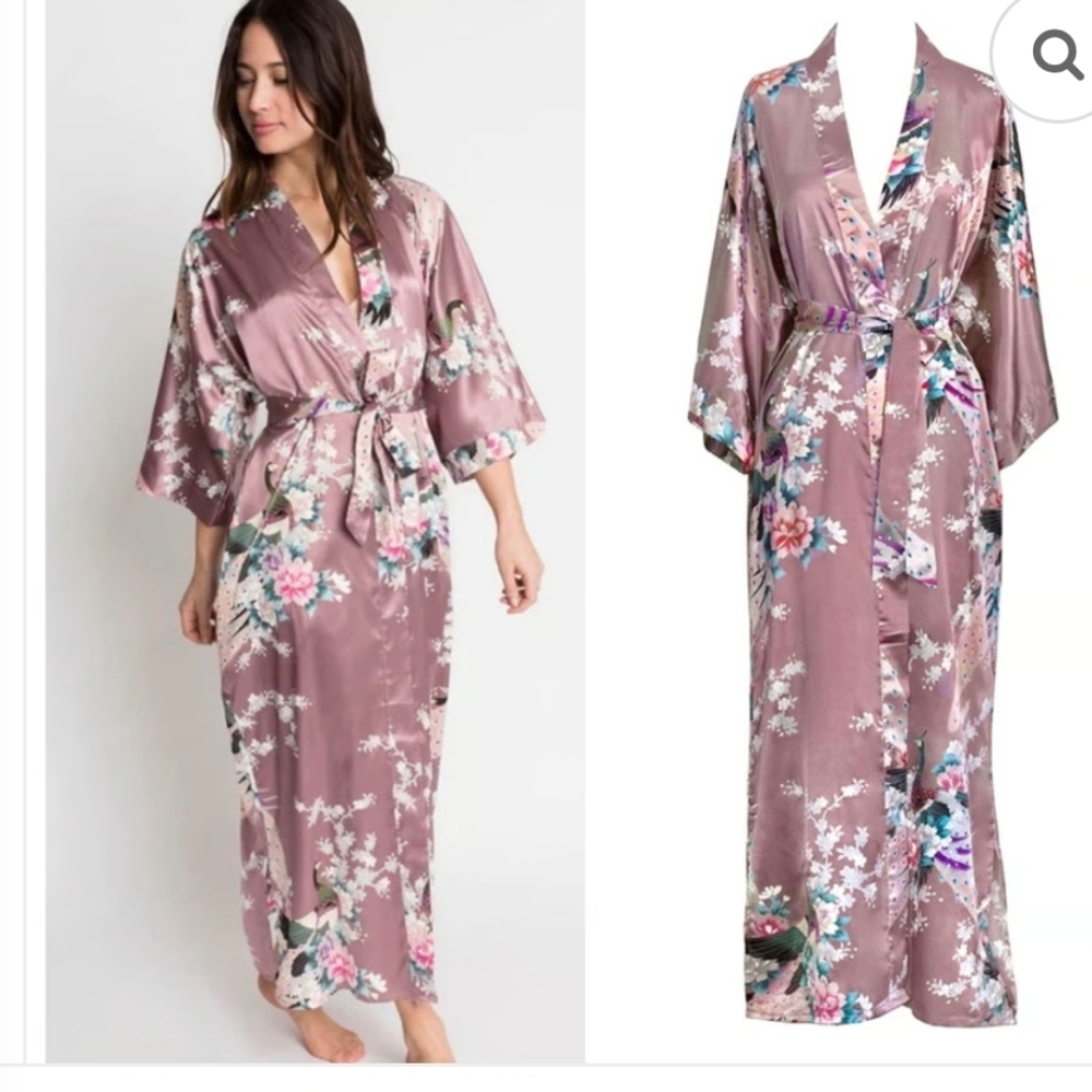NWT Kim+Ono 2X Floral Satin Kimono Robe